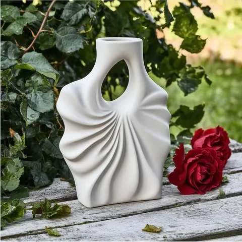 A Flat Vase With A Hole At The Neck — 3D printed geometric vase