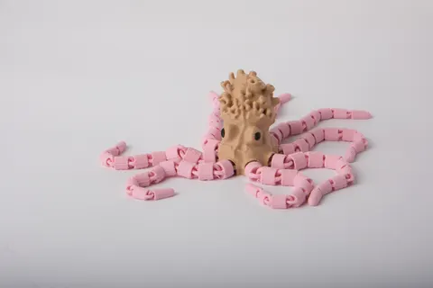 Articulated Octopus with Coral Texture Toy — 3D printed flexi sea creature