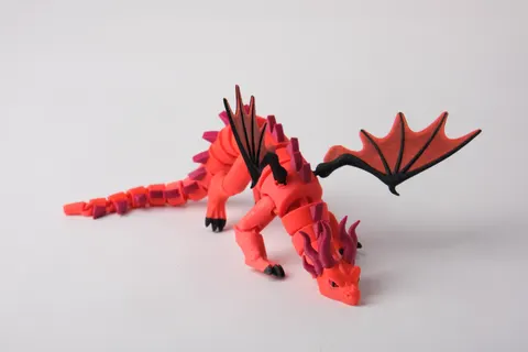 Articulated Red Dragon Figure — 3D printed flexi dragon