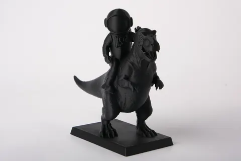 Astronaut on a Dinosaur Surreal Funny Sculpture — 3D printed animal figurine