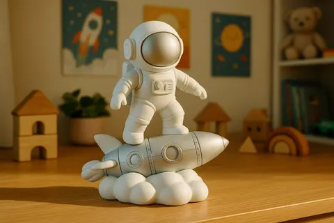 Astronaut On Rocket — 3D printed bust sculpture