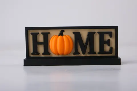 Autumn Home Sign with a Pumpkin Accent — 3D printed wall decor piece