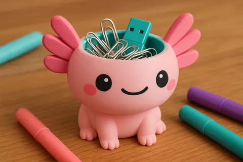 Axolotl Pot — 3D printed flexi sea creature