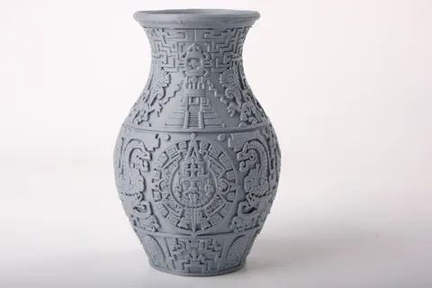 Aztec Relief Vase — 3D printed geometric vase