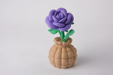 Balloon Flower Rose Bouquet Sculpture — 3D printed botanical sculpture