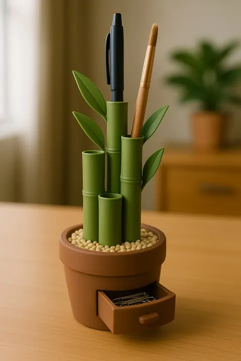 Bamboo Organizer In Pot — 3D printed botanical tray