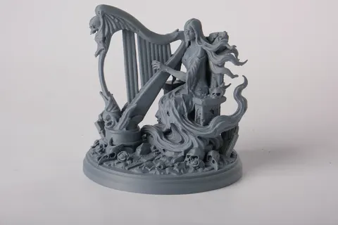 Banshee Harpist Statue — 3D printed gothic figurine