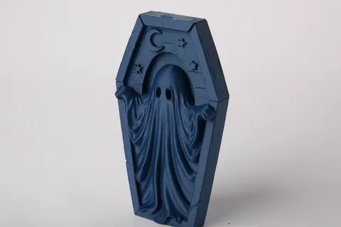 Bas Relief Ghost in Coffin Sculpture — 3D printed wall decor piece