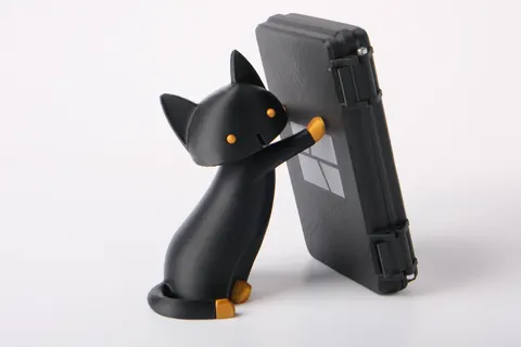 Black Cat Phone Stand — 3D printed animal tray