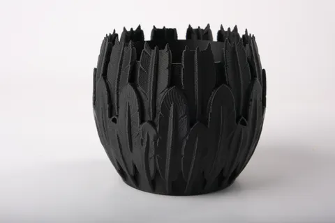 Black Feather Planter — 3D printed botanical vase