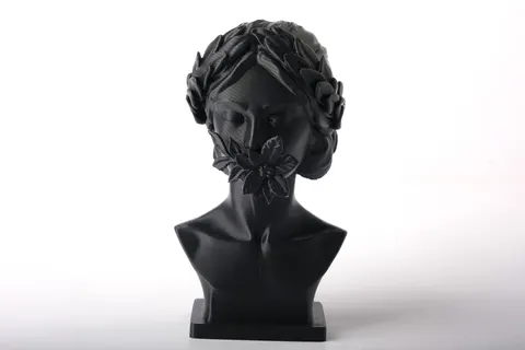 Black Flower Bust Sculpture — 3D printed bust sculpture