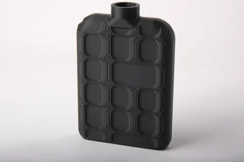 Black Geometric Flat Vase Modern Rectangular Decor — 3D printed geometric vase