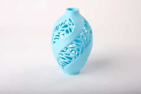 Blue Leaf Lace Vase — 3D printed botanical vase