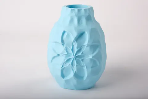 Blue Lotus Geometric Vase — 3D printed botanical vase