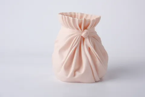 Blush Fabric Pouch Vase — 3D printed figural vase