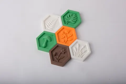 Botanical Hexagon Wall Art — 3D printed wall decor piece