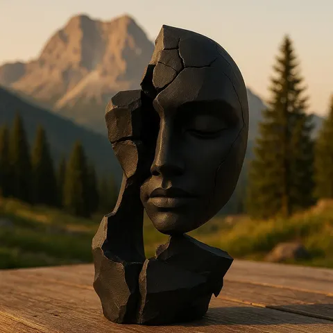 Broken Face In Stones — 3D printed gothic figurine