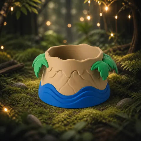Bucket Island Planter with Tropical Vibes — 3D printed botanical vase