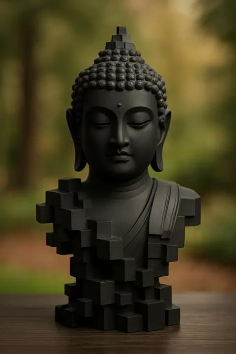 Buddha With Cubes — 3D printed bust sculpture