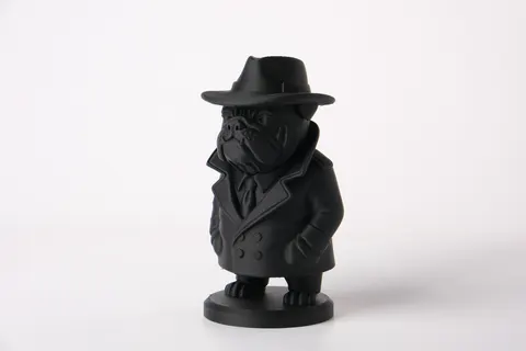 Bulldog Detective in Trench Coat and Fedora — 3D printed animal figurine