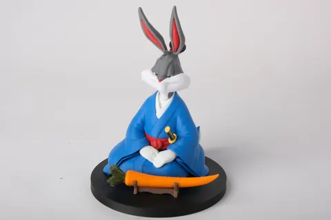 Bunny Samurai Figurine Cartoon Character Collectible — 3D printed animal figurine