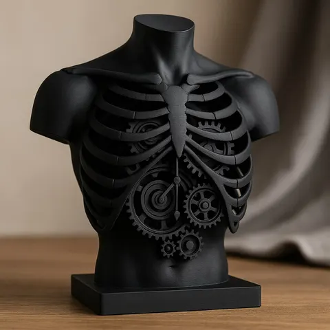 Bust With Mechanical Ribs — 3D printed bust sculpture