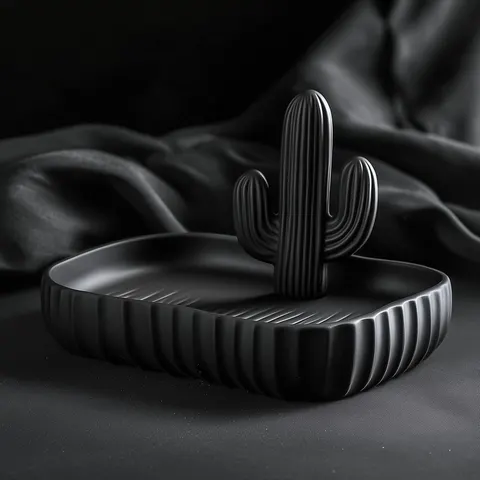Cactus In Plate — 3D printed botanical sculpture