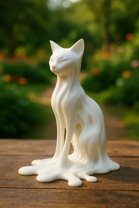 Cat Candle Melted — 3D printed cat figurine