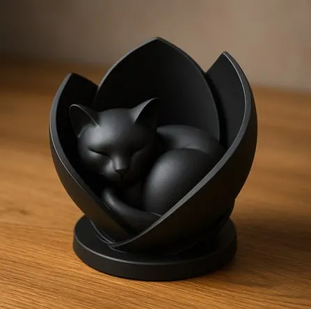 Cat In Lotus — 3D printed cat figurine