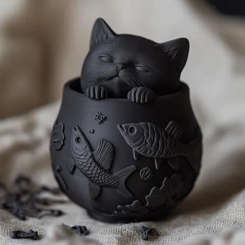Cat In Pot — 3D printed cat figurine