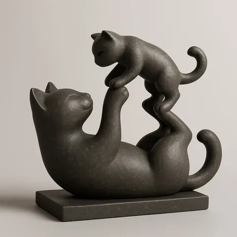 Cat Mother And Son — 3D printed cat figurine