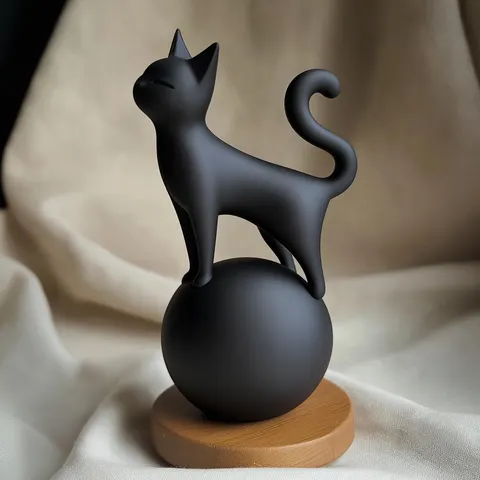 Cat On Ball — 3D printed cat figurine