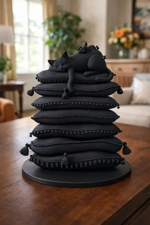Cat On Pillows — 3D printed cat figurine