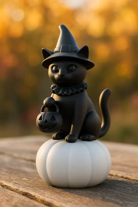 Cat On Pumpkin — 3D printed cat figurine