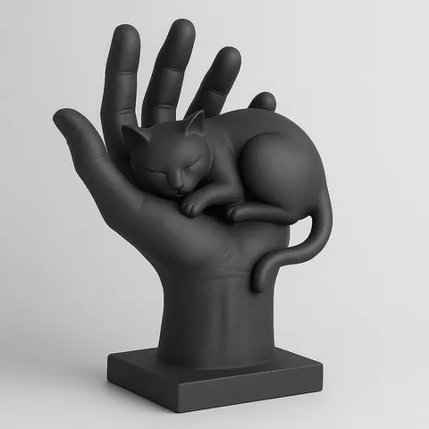 Cat Sleeps In Hand — 3D printed cat figurine