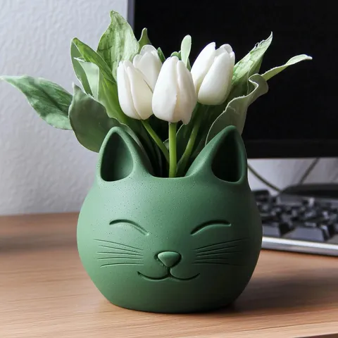 Cat Vase Cutting — 3D printed figural vase