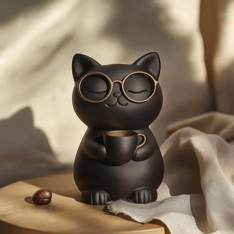 Cat With Cup — 3D printed cat figurine