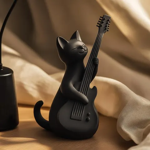 Cat With Guitar — 3D printed cat figurine