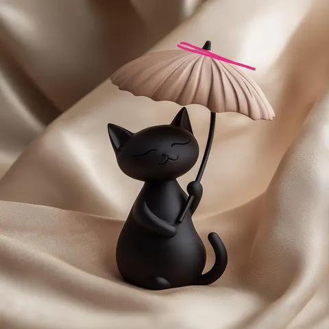Cat With Umbrella — 3D printed cat figurine