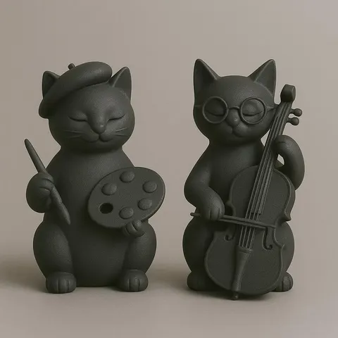 Cats Artist And Musician — 3D printed decor piece