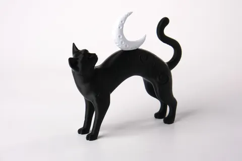 Celestial Cat With the Moon Sculpture — 3D printed cat figurine