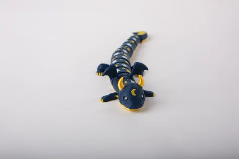 Celestial Dragon Flexi Toy Articulated Moon and Stars Dragon — 3D printed flexi dragon