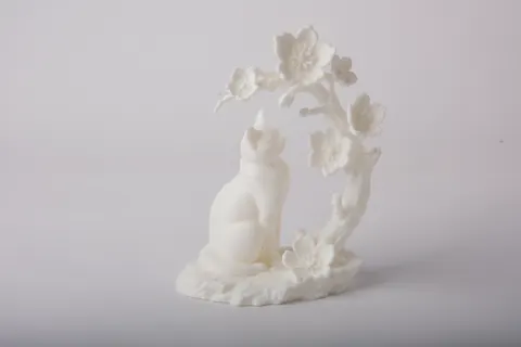 Cherry Blossom Cat Sculpture — 3D printed cat figurine