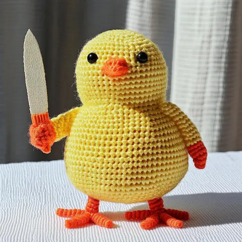 Chick With Knife — 3D printed animal figurine