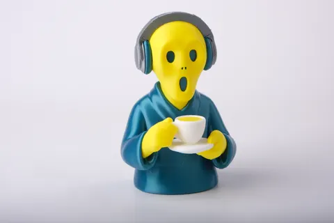 Coffee Break Scream Figurine — 3D printed bust sculpture