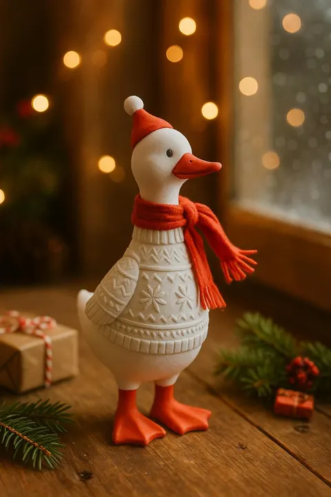 Cool Duck In Scarf — 3D printed animal figurine