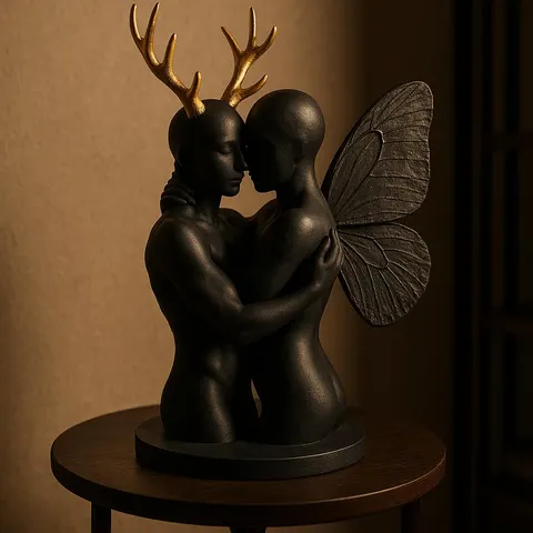 Couple Butterfly And Deer — 3D printed animal figurine