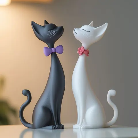 Couple Cats On Date — 3D printed cat figurine