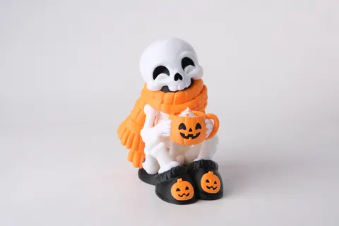 Cozy Pumpkin Skeleton — 3D printed gothic figurine