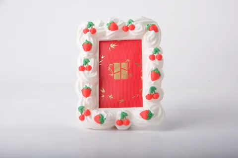 Cream and Strawberry Decorative Photo Frame — 3D printed wall decor piece